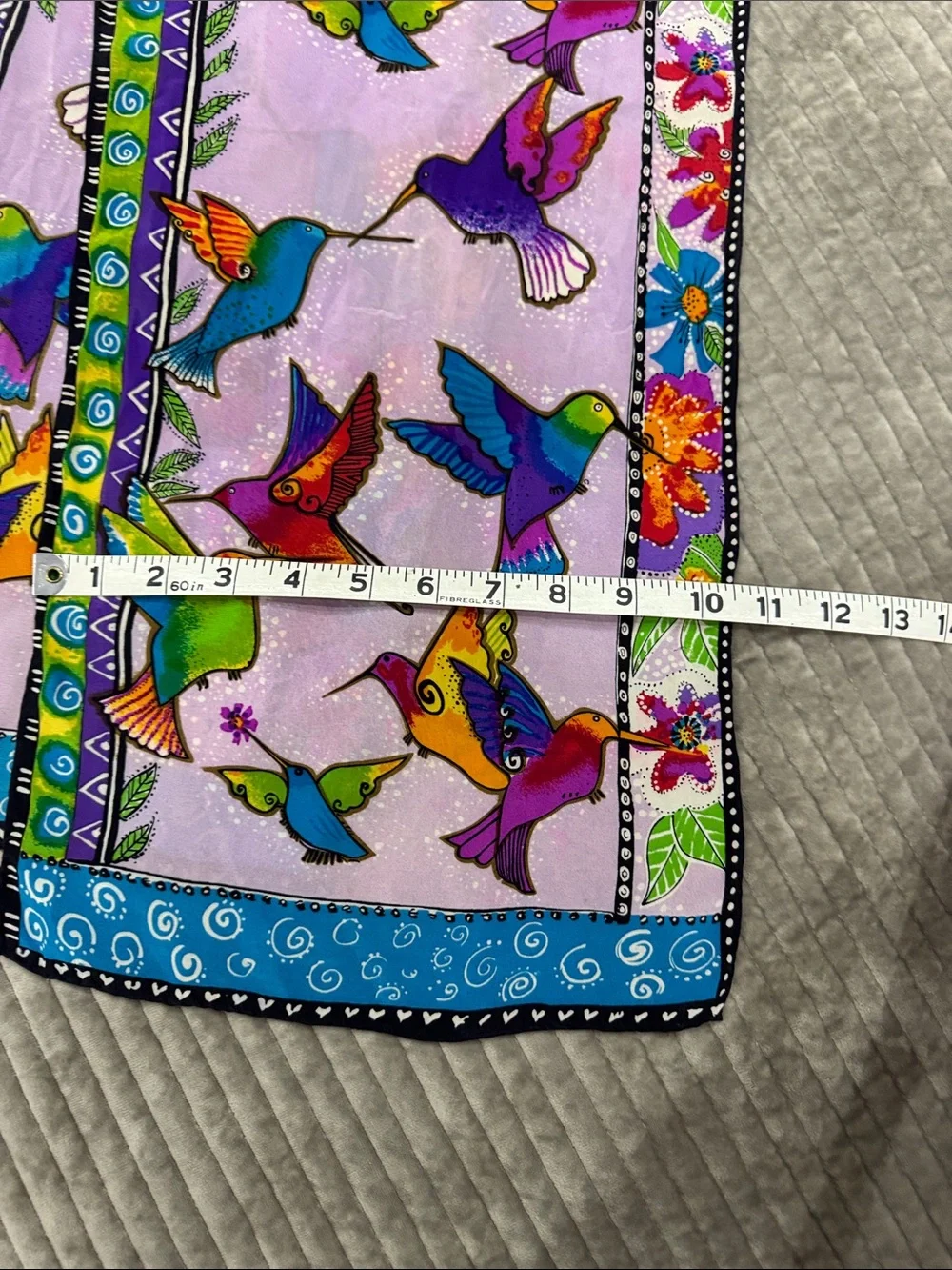 Laurel Burch Purple Multicolor Hummingbird Scarf